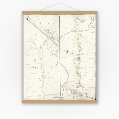 Old map wall art mockup — magnetic wood frame on white wall — Sanborn Fire Insurance Map from Cohasset, Norfolk County, Massachusetts (1940), Sheet #0011