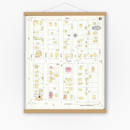 Old map wall art mockup — magnetic wood frame on white wall — Sanborn Fire Insurance Map from Webster City, Hamilton County, Iowa (1907), Sheet #0010