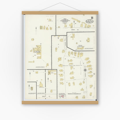 Old map wall art mockup — magnetic wood frame on white wall — Sanborn Fire Insurance Map from Charlevoix, Charlevoix County, Michigan (1912), Sheet #0011