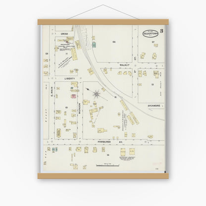 Old map wall art mockup — magnetic wood frame on white wall — Sanborn Fire Insurance Map from Deckertown, Sussex County, New Jersey (1890), Sheet #0003