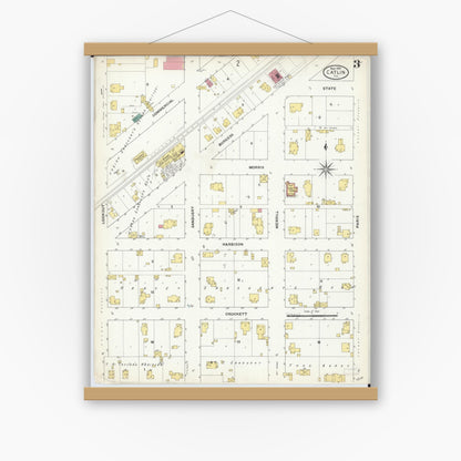 Old map wall art mockup — magnetic wood frame on white wall — Sanborn Fire Insurance Map from Catlin, Vermilion County, Illinois (1909), Sheet #0003