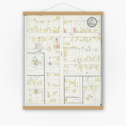 Old map wall art mockup — magnetic wood frame on white wall — Sanborn Fire Insurance Map from Martinsville, Clinton County, Ohio (1895), Sheet #0001