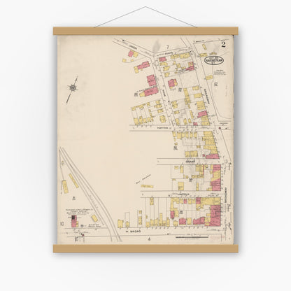 Old map wall art mockup — magnetic wood frame on white wall — Sanborn Fire Insurance Map from Haverstraw, Rockland County, New York (1921) - Complete Map Set