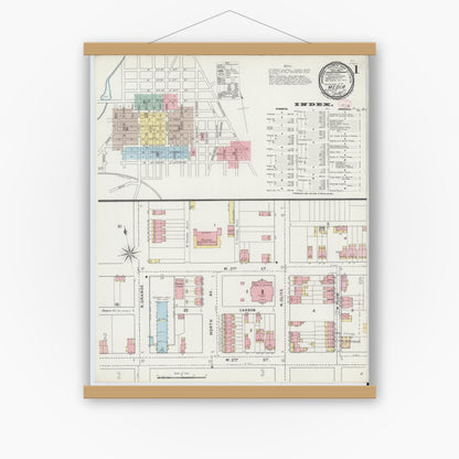 Old map wall art mockup — magnetic wood frame on white wall — Sanborn Fire Insurance Map from Media, Delaware County, Pennsylvania (1894), Sheet #0001