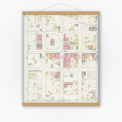 Old map wall art mockup — magnetic wood frame on white wall — Sanborn Fire Insurance Map from Poplar Bluff, Butler County, Missouri (1895), Sheet #0007