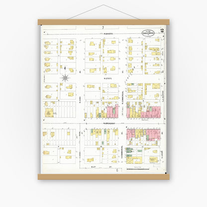 Old map wall art mockup — magnetic wood frame on white wall — Sanborn Fire Insurance Map from Eagle Grove, Wright County, Iowa (1900), Sheet #0002