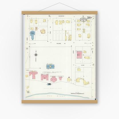 Old map wall art mockup — magnetic wood frame on white wall — Sanborn Fire Insurance Map from Appleton, Outagamie County, Wisconsin (1911), Sheet #0026