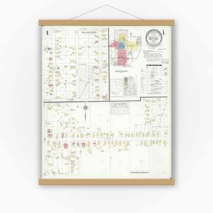 Old map wall art mockup — magnetic wood frame on white wall — Sanborn Fire Insurance Map from Bethel, Clermont County, Ohio (1933) - Complete Map Set