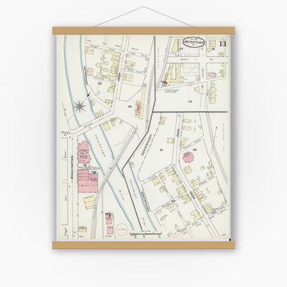 Old map wall art mockup — magnetic wood frame on white wall — Sanborn Fire Insurance Map from Johnstown, Cambria County, Pennsylvania (1891), Sheet #0011