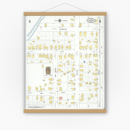 Old map wall art mockup — magnetic wood frame on white wall — Sanborn Fire Insurance Map from Caldwell, Noble County, Ohio (1923), Sheet #0005