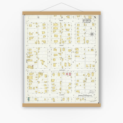 Old map wall art mockup — magnetic wood frame on white wall — Sanborn Fire Insurance Map from Poplar Bluff, Butler County, Missouri (1901), Sheet #0008