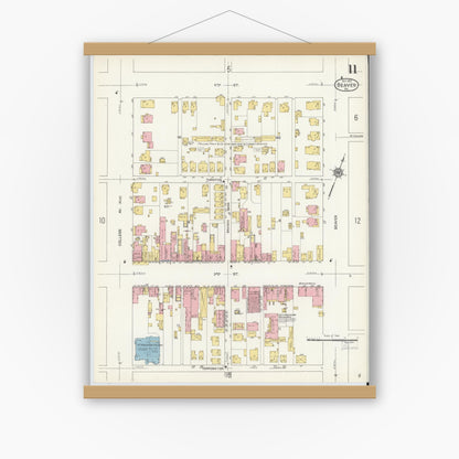Old map wall art mockup — magnetic wood frame on white wall — Sanborn Fire Insurance Map from Beaver, Beaver County, Pennsylvania (1912), Sheet #0011
