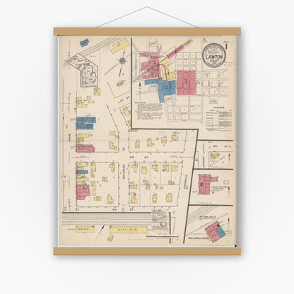 Old map wall art mockup — magnetic wood frame on white wall — Sanborn Fire Insurance Map from Lawton, Van Buren County, Michigan (1922) - Complete Map Set