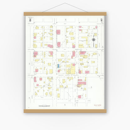 Old map wall art mockup — magnetic wood frame on white wall — Sanborn Fire Insurance Map from Freeburg, Saint Clair County, Illinois (1941), Sheet #0002