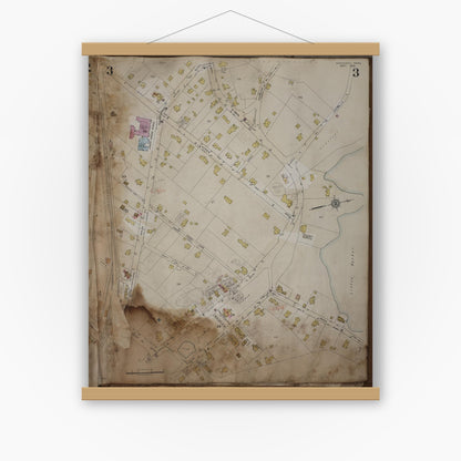 Old map wall art mockup — magnetic wood frame on white wall — Sanborn Fire Insurance Map from Cohasset, Norfolk County, Massachusetts (1963), Sheet #0003