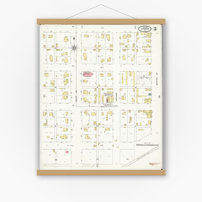 Old map wall art mockup — magnetic wood frame on white wall — Sanborn Fire Insurance Map from Corning, Adams County, Iowa (1899), Sheet #0003
