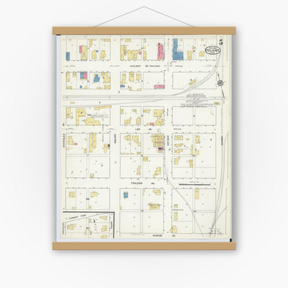 Old map wall art mockup — magnetic wood frame on white wall — Sanborn Fire Insurance Map from Holgate, Henry County, Ohio (1916), Sheet #0005
