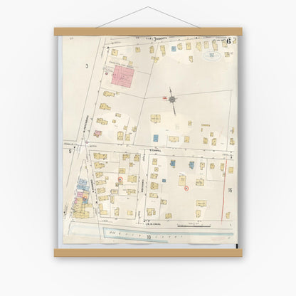 Old map wall art mockup — magnetic wood frame on white wall — Sanborn Fire Insurance Map from Canastota, Madison County, New York (1959), Sheet #0006
