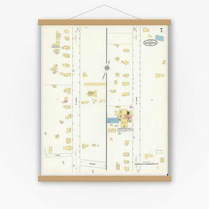 Old map wall art mockup — magnetic wood frame on white wall — Sanborn Fire Insurance Map from Sherburne, Chenango County, New York (1911), Sheet #0007