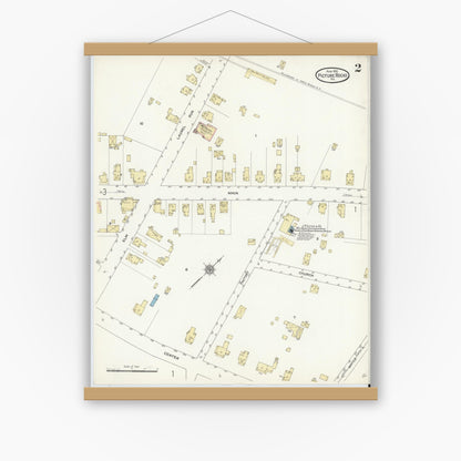 Old map wall art mockup — magnetic wood frame on white wall — Sanborn Fire Insurance Map from Picture Rocks, Lycoming County, Pennsylvania (1912), Sheet #0002