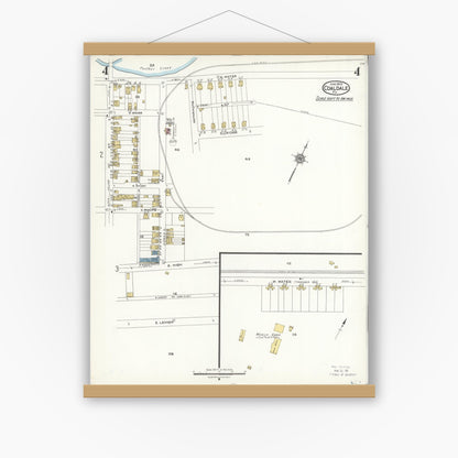 Old map wall art mockup — magnetic wood frame on white wall — Sanborn Fire Insurance Map from Coaldale, Schuylkill County, Pennsylvania (1923), Sheet #0004