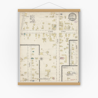 Old map wall art mockup — magnetic wood frame on white wall — Sanborn Fire Insurance Map from South New Berlin, Chenango County, New York (1887), Sheet #0001
