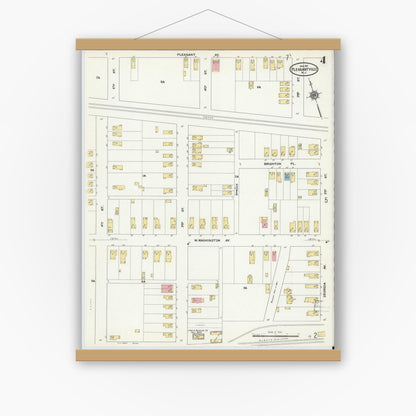 Old map wall art mockup — magnetic wood frame on white wall — Sanborn Fire Insurance Map from Pleasantville, Atlantic County, New Jersey (1911), Sheet #0004
