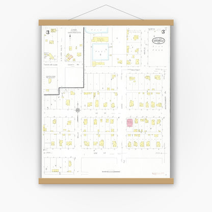 Old map wall art mockup — magnetic wood frame on white wall — Sanborn Fire Insurance Map from Griswold, Cass County, Iowa (1930), Sheet #0003