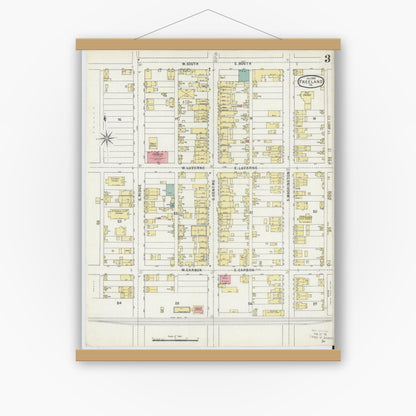 Old map wall art mockup — magnetic wood frame on white wall — Sanborn Fire Insurance Map from Freeland, Luzerne County, Pennsylvania (1895), Sheet #0003