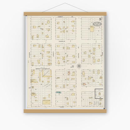Old map wall art mockup — magnetic wood frame on white wall — Sanborn Fire Insurance Map from Appleton, Swift County, Minnesota (1894), Sheet #0003