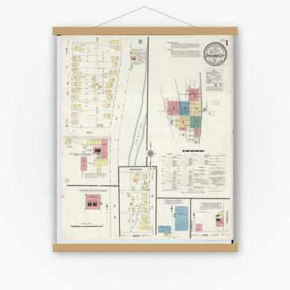 Old map wall art mockup — magnetic wood frame on white wall — Sanborn Fire Insurance Map from Tipp City, Miami County, Ohio (1911) - Complete Map Set