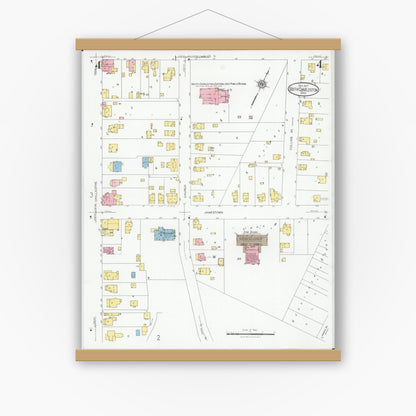 Old map wall art mockup — magnetic wood frame on white wall — Sanborn Fire Insurance Map from South Charleston, Clark County, Ohio (1927), Sheet #0004