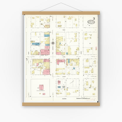 Old map wall art mockup — magnetic wood frame on white wall — Sanborn Fire Insurance Map from Spirit Lake, Dickinson County, Iowa (1913), Sheet #0003
