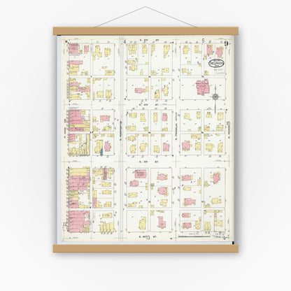 Old map wall art mockup — magnetic wood frame on white wall — Sanborn Fire Insurance Map from Delphos, Van Wert And Allen Counties, Ohio (1911), Sheet #0009