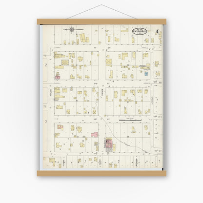 Old map wall art mockup — magnetic wood frame on white wall — Sanborn Fire Insurance Map from Black River Falls, Jackson County, Wisconsin (1914), Sheet #0004