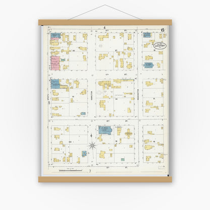 Old map wall art mockup — magnetic wood frame on white wall — Sanborn Fire Insurance Map from Lockport, Will County, Illinois (1902), Sheet #0006