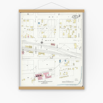 Old map wall art mockup — magnetic wood frame on white wall — Sanborn Fire Insurance Map from La Salle, La Salle County, Illinois (1911), Sheet #0002