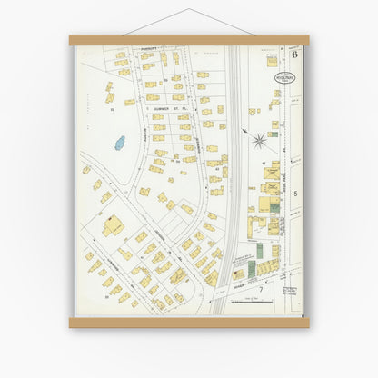 Old map wall art mockup — magnetic wood frame on white wall — Sanborn Fire Insurance Map from Hyde Park, Norfolk County, Massachusetts (1900), Sheet #0006