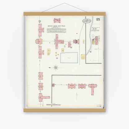 Old map wall art mockup — magnetic wood frame on white wall — Sanborn Fire Insurance Map from Logansport, Cass County, Indiana (1898), Sheet #0025