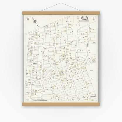 Old map wall art mockup — magnetic wood frame on white wall — Sanborn Fire Insurance Map from Delair, Camden County, New Jersey (1925), Sheet #0003