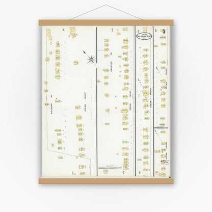 Old map wall art mockup — magnetic wood frame on white wall — Sanborn Fire Insurance Map from Salisbury, Essex County, Massachusetts (1909), Sheet #0005