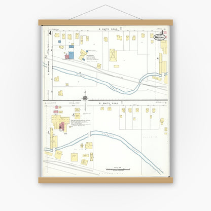 Old map wall art mockup — magnetic wood frame on white wall — Sanborn Fire Insurance Map from Medina, Medina County, Ohio (1923), Sheet #0004