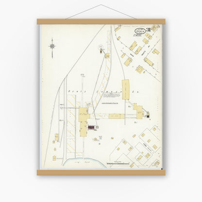 Old map wall art mockup — magnetic wood frame on white wall — Sanborn Fire Insurance Map from Ocala, Marion County, Florida (1912), Sheet #0031