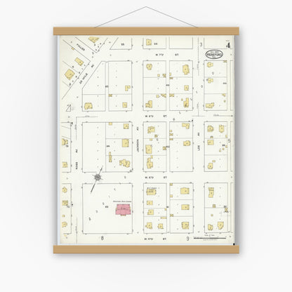 Old map wall art mockup — magnetic wood frame on white wall — Sanborn Fire Insurance Map from Hereford, Deaf Smith County, Texas (1920), Sheet #0004