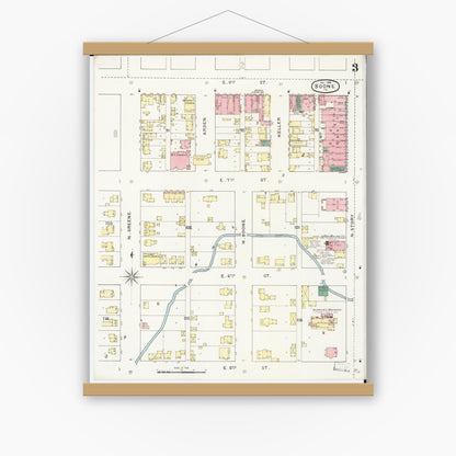 Old map wall art mockup — magnetic wood frame on white wall — Sanborn Fire Insurance Map from Boone, Boone County, Iowa (1894), Sheet #0003