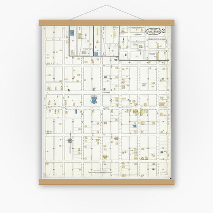 Old map wall art mockup — magnetic wood frame on white wall — Sanborn Fire Insurance Map from Lake Worth, Palm Beach County, Florida (1918), Sheet #0002