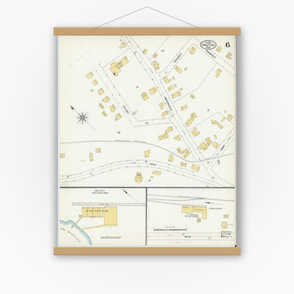 Old map wall art mockup — magnetic wood frame on white wall — Sanborn Fire Insurance Map from Grafton, Worcester County, Massachusetts (1904), Sheet #0006