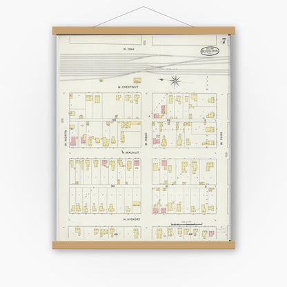 Old map wall art mockup — magnetic wood frame on white wall — Sanborn Fire Insurance Map from Du Quoin, Perry County, Illinois (1894), Sheet #0007