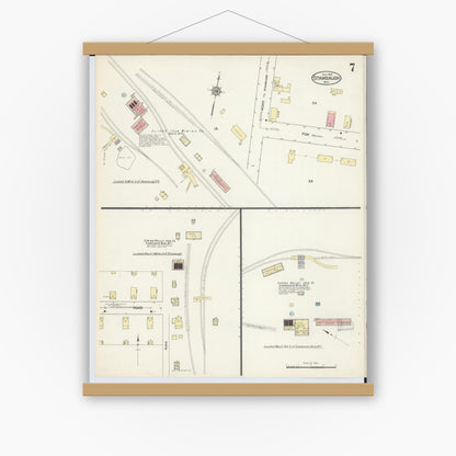 Old map wall art mockup — magnetic wood frame on white wall — Sanborn Fire Insurance Map from Stambaugh, Iron County, Michigan (1913), Sheet #0007