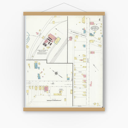 Old map wall art mockup — magnetic wood frame on white wall — Sanborn Fire Insurance Map from Macungie, Lehigh County, Pennsylvania (1911), Sheet #0004